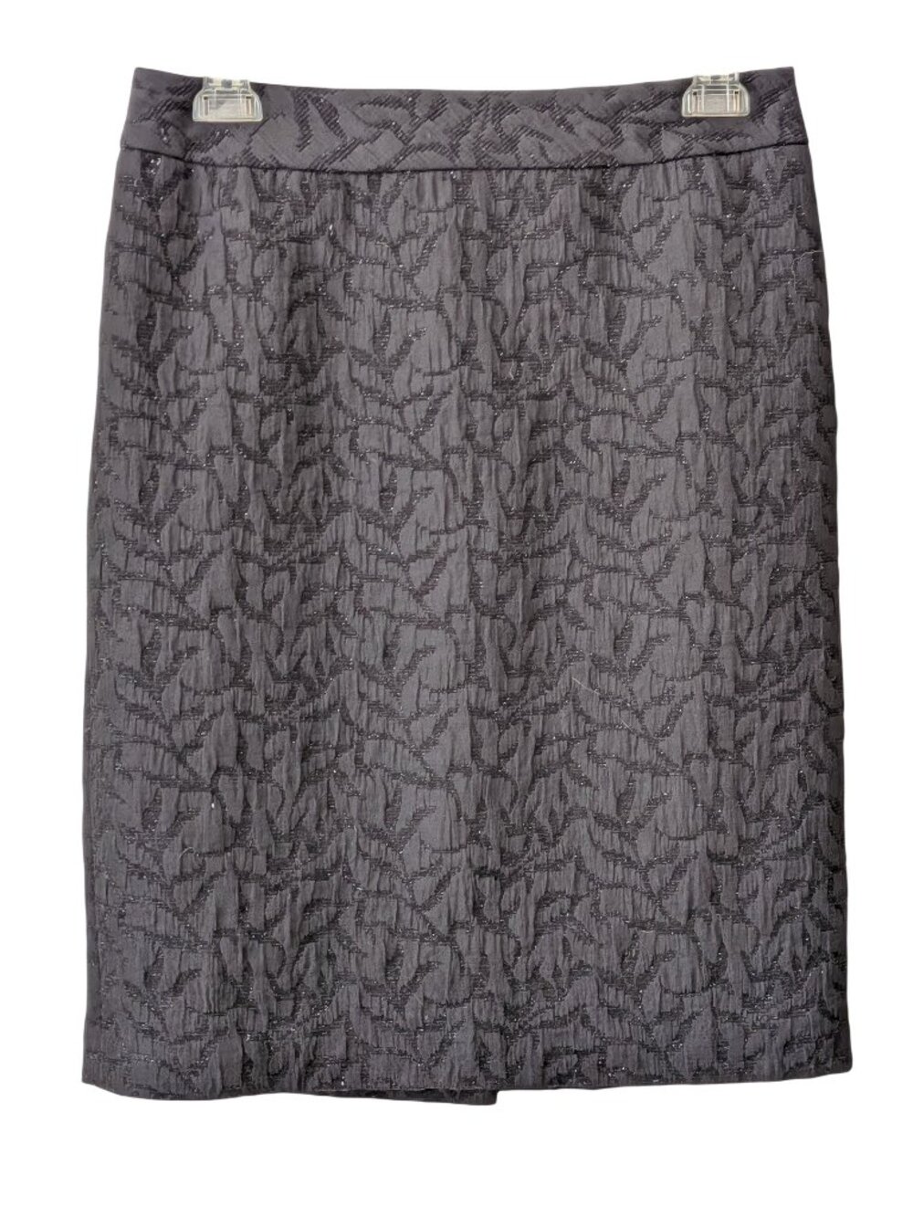 Coldwater Creek Black Metallic Jacquard Pencil Skirt 10
